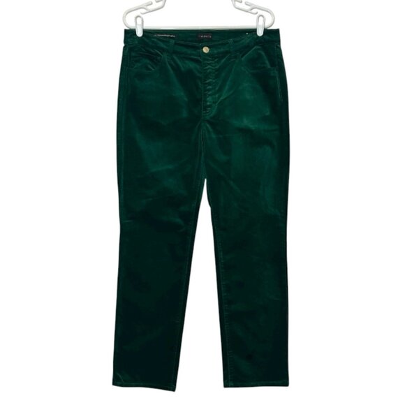 Talbots Women’s Velveteen Straight Leg Pants 12P Green Classic Holiday Stretch - Picture 2 of 12